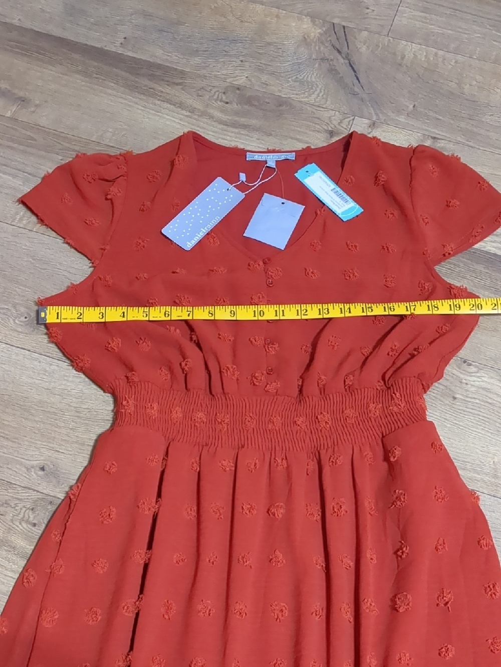 Daniel Rainn Stitch Fix Burnt Red Textured Polka Dot Maxi Dress Size L NWT - Picture 4 of 12